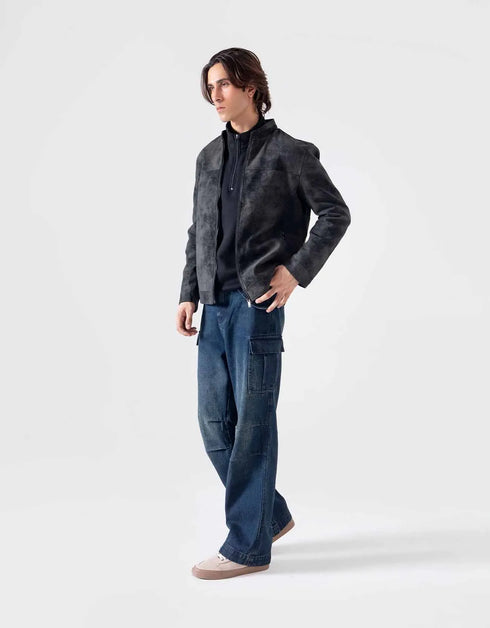 FAUX SUEDE BIKER JACKET
